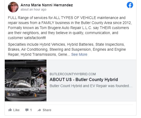 ALL TYPES of Vehicles need a Mechanic just like the ones at Butler County Hybrid